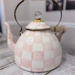 MacKenzie-Childs Pink and White Checkered Teapot
